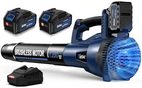 Tietoc Cordless Leaf Blower with 4.0Ah Batteries & Fast Charger, Navy