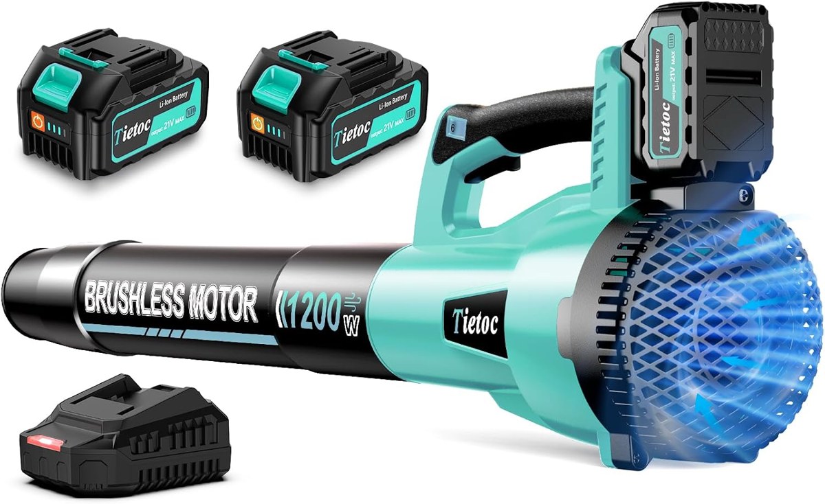 Tietoc Cordless Leaf Blower with 4.0Ah Batteries & Fast Charger