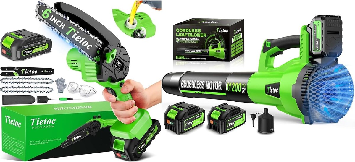Tietoc Leaf Blower & 6-Inch Mini Chainsaw Combo