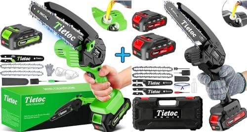 Tietoc Mini Chainsaw Two-Saw Bundle, Green + red